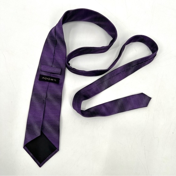 AXIST Men's Purple 3" Stripe Retro 100% Silk Tie - Picture 1 of 9